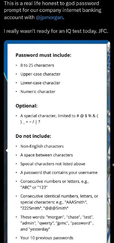 Password Requirements IQ Test