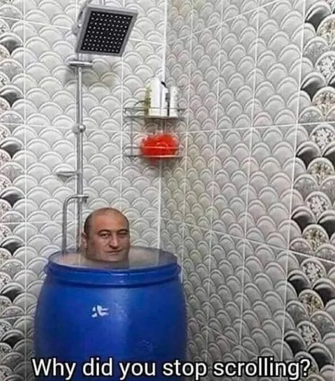 Man in a Barrel Shower