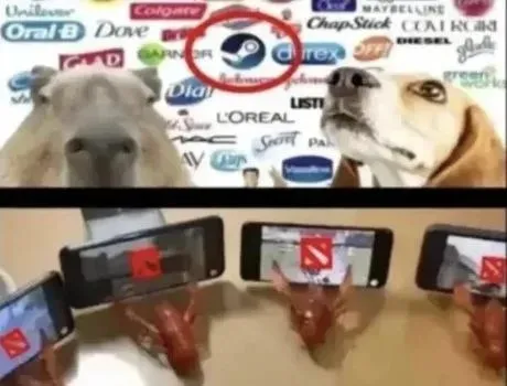 Собака выбирает зубную пасту