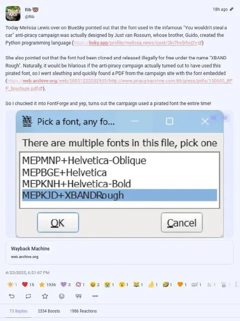 Anti-Piracy Campaign Used Pirated Font