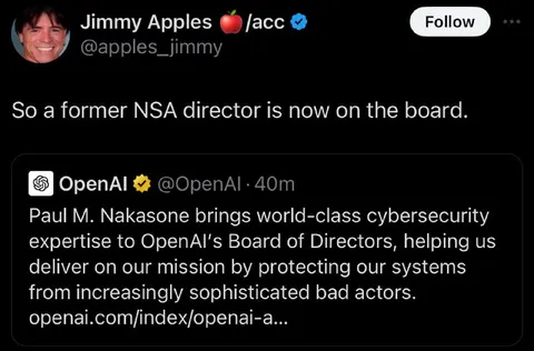 Former NSA Director Joins OpenAI Board