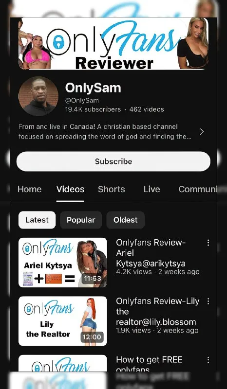 OnlyFans Reviewer YouTube Channel