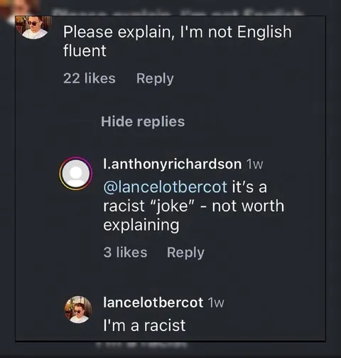 I'm a Racist Comment