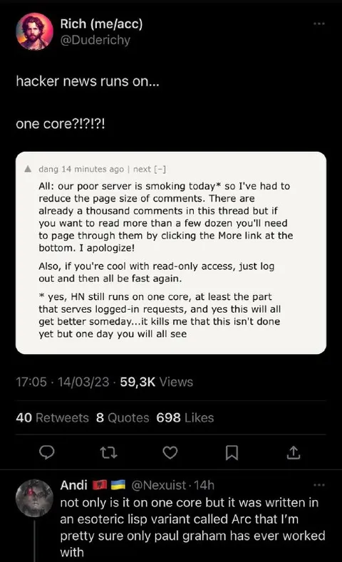 Hacker News Runs on One Core