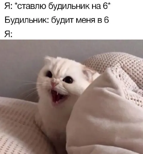 Будильник будит в шесть