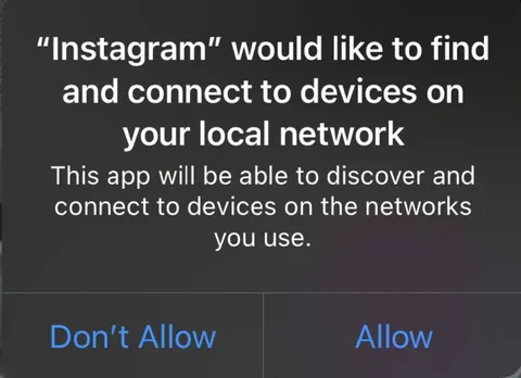 Instagram Wants Local Network Access