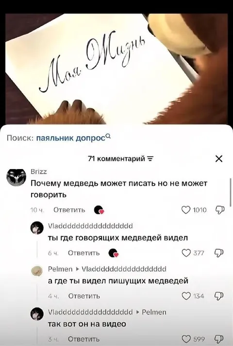 Медведь умеет писать