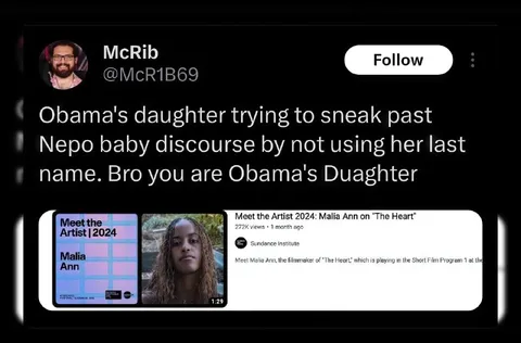 Obama’s Daughter Nepo Baby Discourse