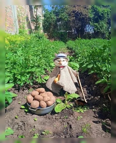 Кот на картофельном поле