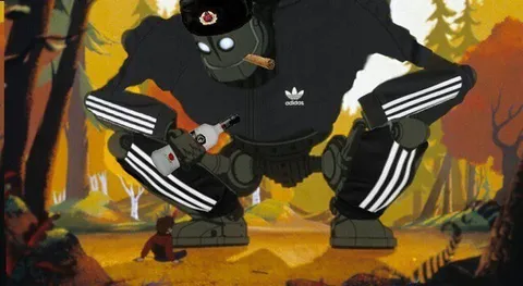 Гопник-робот в лесу