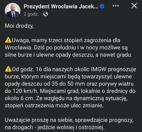 Alert pogodowy dla Wrocławia