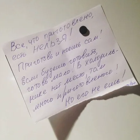 Еду приготовь и повесь сам