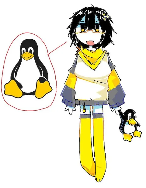 Девушка в образе Linux-пингвина
