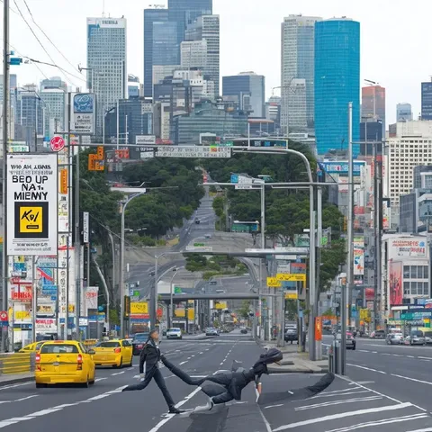 Man Sliding Across Seoul Street