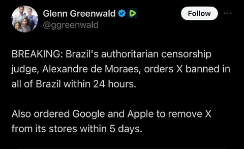Brazil Bans X Within 24 Hours