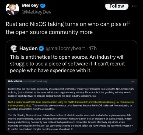 Rust and NixOS Offend Open Source