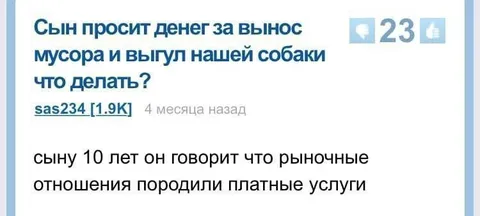 Рыночные отношения в семье