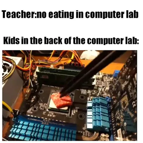 Kids Eating in Computer Lab