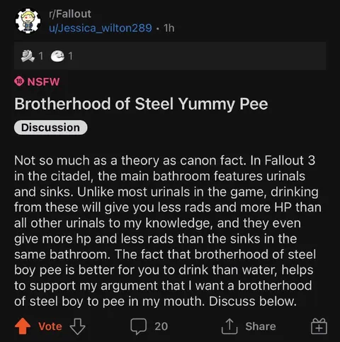 Brotherhood of Steel Yummy Pee