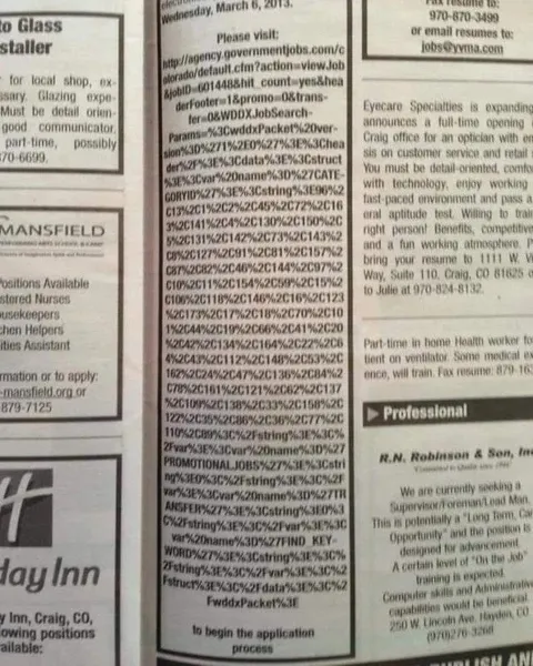 Unreadable Job Advertisement
