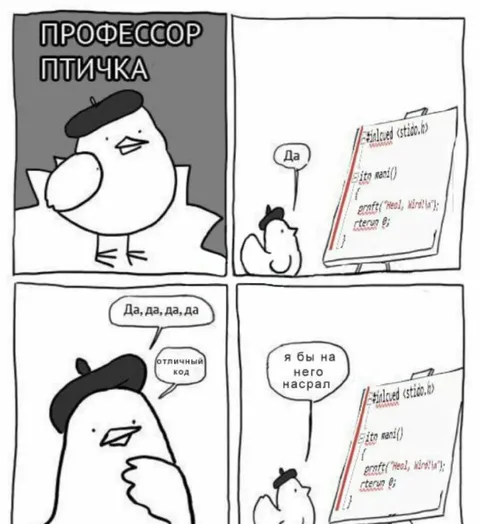 Профессор Птичка оценивает код