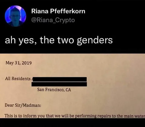 The Two Genders Water Notice