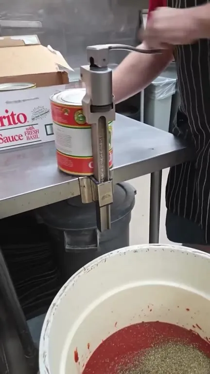 Industrial Can Opener Sauce Spill