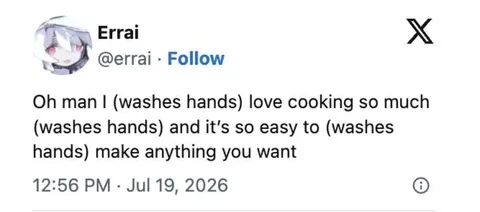 Washes Hands While Cooking