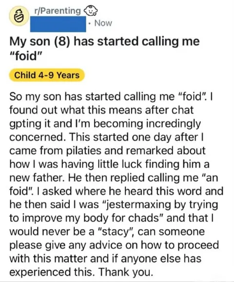 Eight-Year-Old Uses Incelspeak