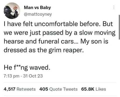Baby Waving at a Funeral