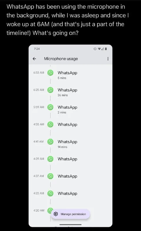 WhatsApp Microphone While Sleeping