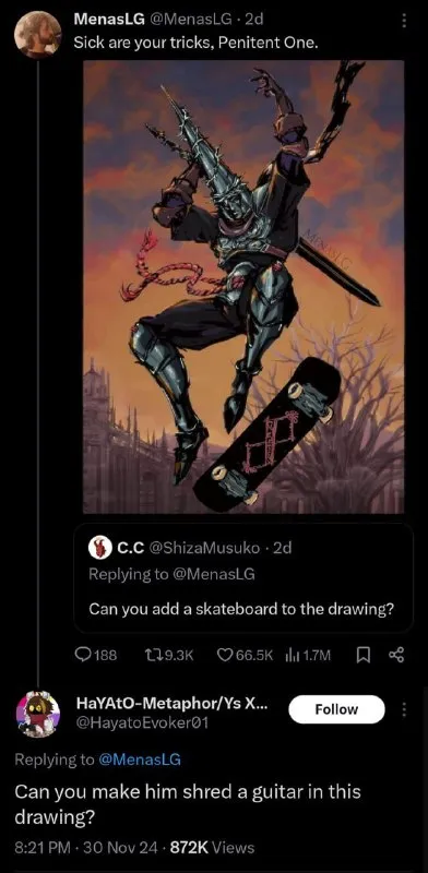 Penitent One on a Skateboard