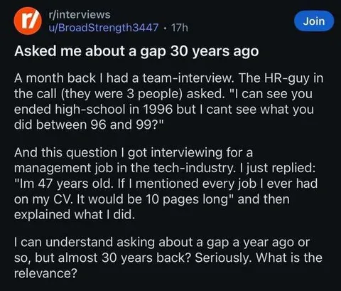 Asked About a Gap 30 Years Ago