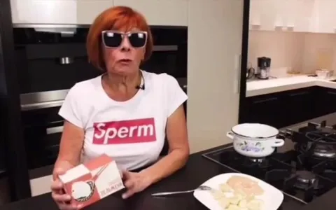 Woman in Sperm Shirt Eats