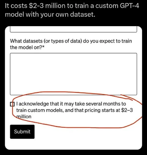 Custom GPT-4 Training Costs