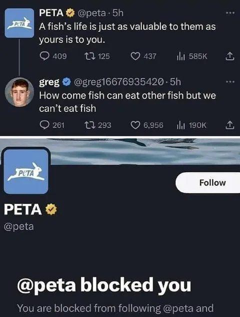 PETA Blocks the Fish Question