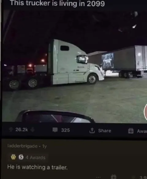 Trucker Watching a Trailer