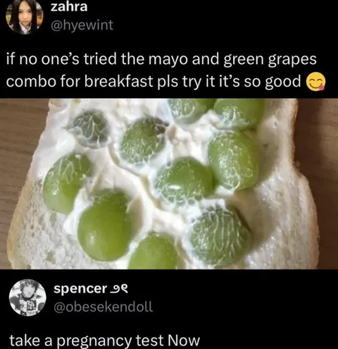 Mayo And Green Grapes Pregnancy Test