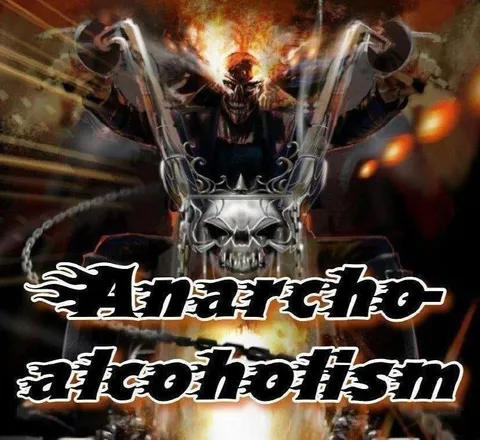 Anarchy Alcoholism Skull Biker
