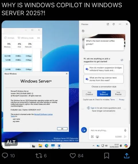 Windows Copilot in Windows Server