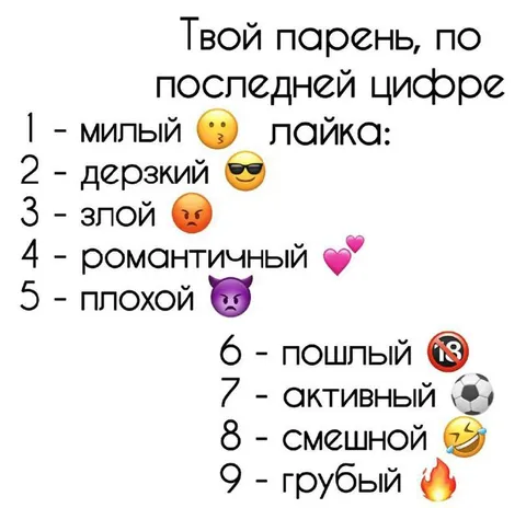 Твой парень по последней цифре лайка