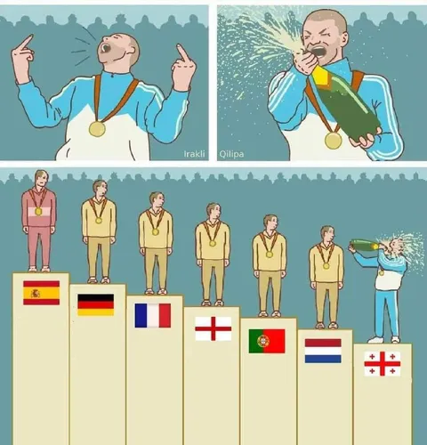 Грузинский чемпион празднует победу