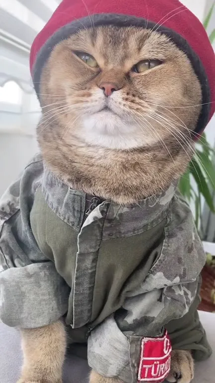 Türkiye üniformalı ciddi kedi