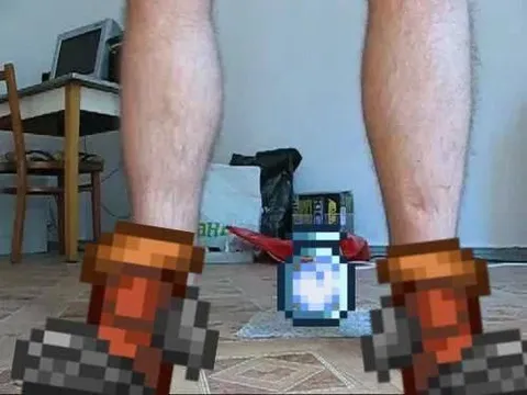 Человек в ботинках Minecraft