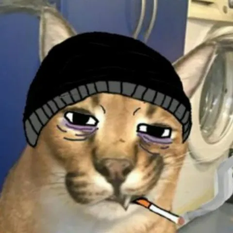 Уставший кот с сигаретой
