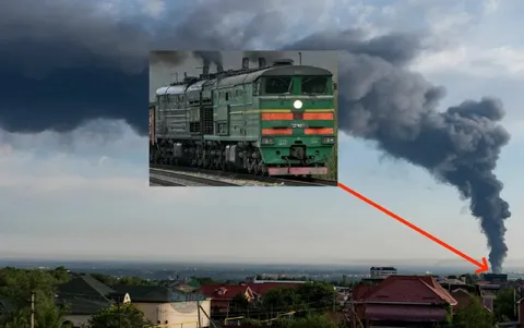 Локомотив и дым над городом