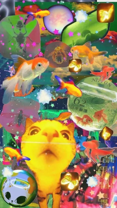 Surreal Fish Cat Collage
