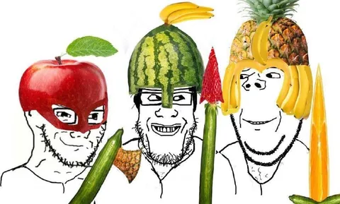Фруктовые мужики с овощами