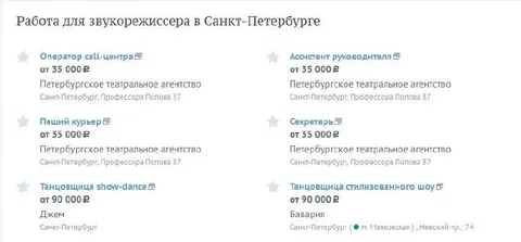 Работа для звукорежиссера