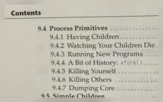 Linux Process Primitives Contents